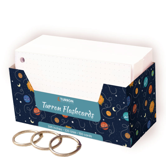 Turron Blank Index Flash Cards - Dotted Pattern - with Binder Rings